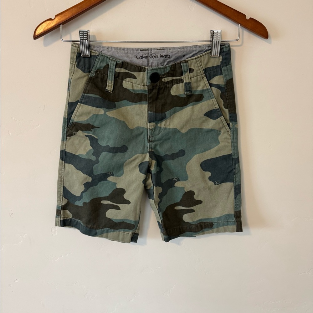 Calvin Klein Boy’s Green Camouflage Cargo Shorts